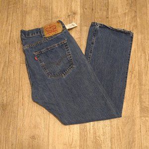 NWD Levi 501 Mens 38x32 Navy Blue Jeans $79 Straight Regular Medium Wash